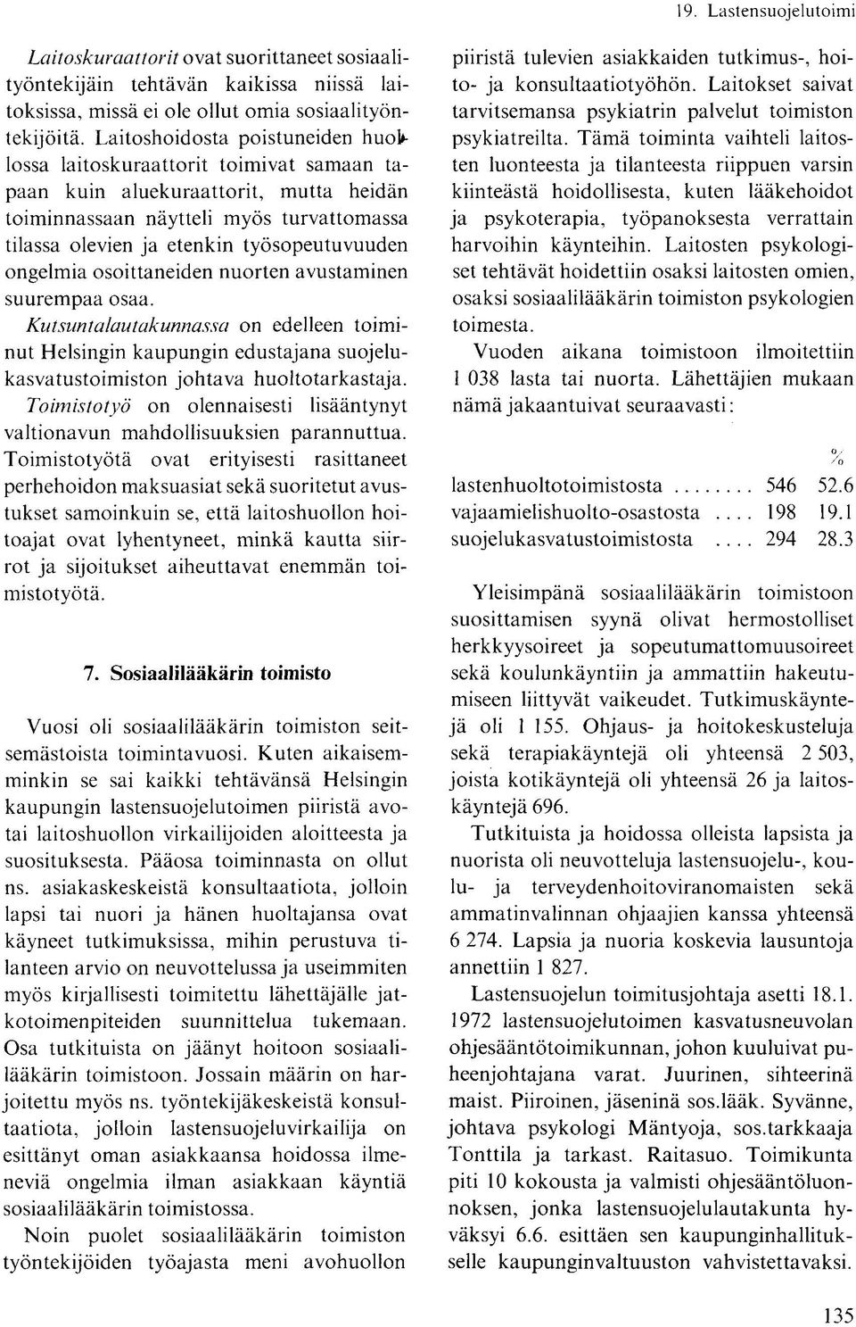 ongelmia osoittaneiden nuorten avustaminen suurempaa osaa. Kutsuntalautakunnassa on edelleen toiminut Helsingin kaupungin edustajana suojelukasvatustoimiston johtava huoltotarkastaja.