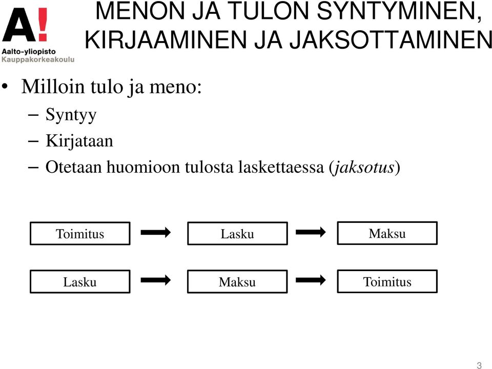 Kirjataan Otetaan huomioon tulosta