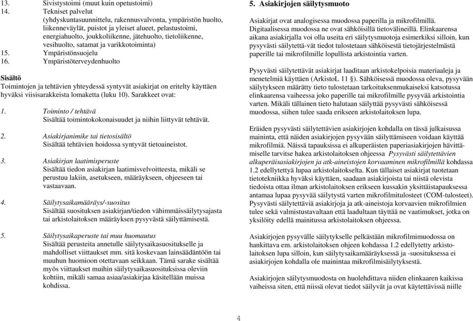 vesihuolto, satamat ja varikkotoiminta) 15. Ympäristönsuojelu 16.