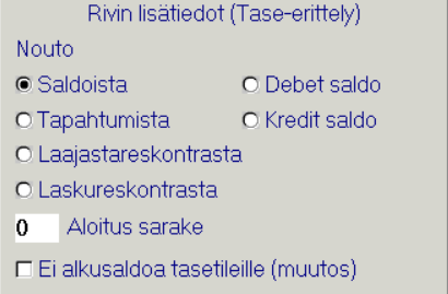 RIVIOSA MUOKKAAMINEN Rivin lisätiedot Tase-er