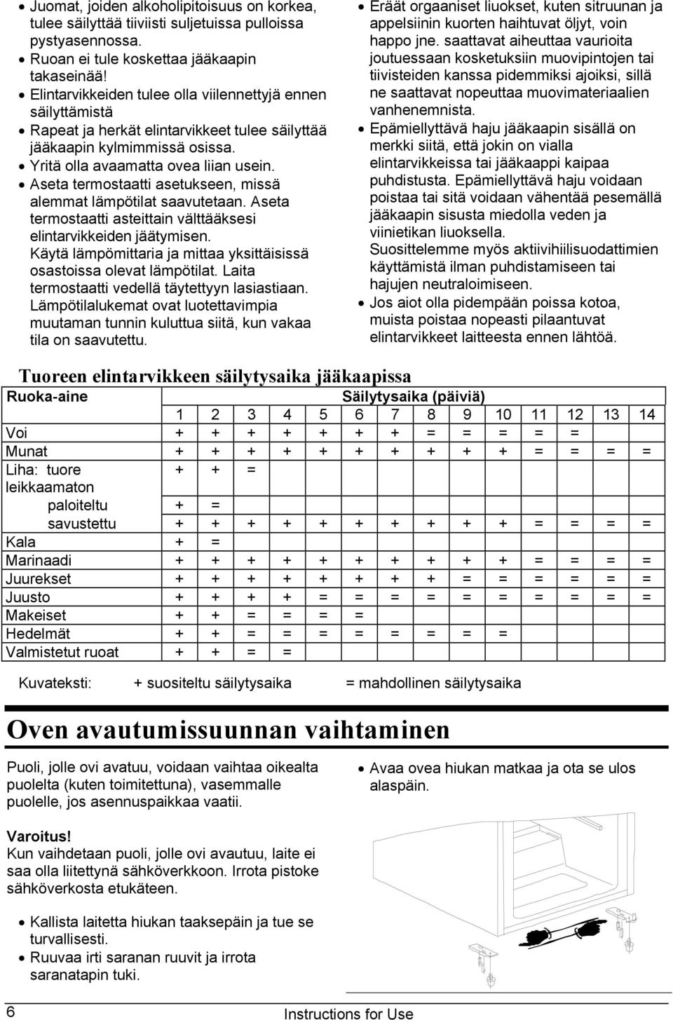 Aseta termostaatti asetukseen, missä alemmat lämpötilat saavutetaan. Aseta termostaatti asteittain välttääksesi elintarvikkeiden jäätymisen.