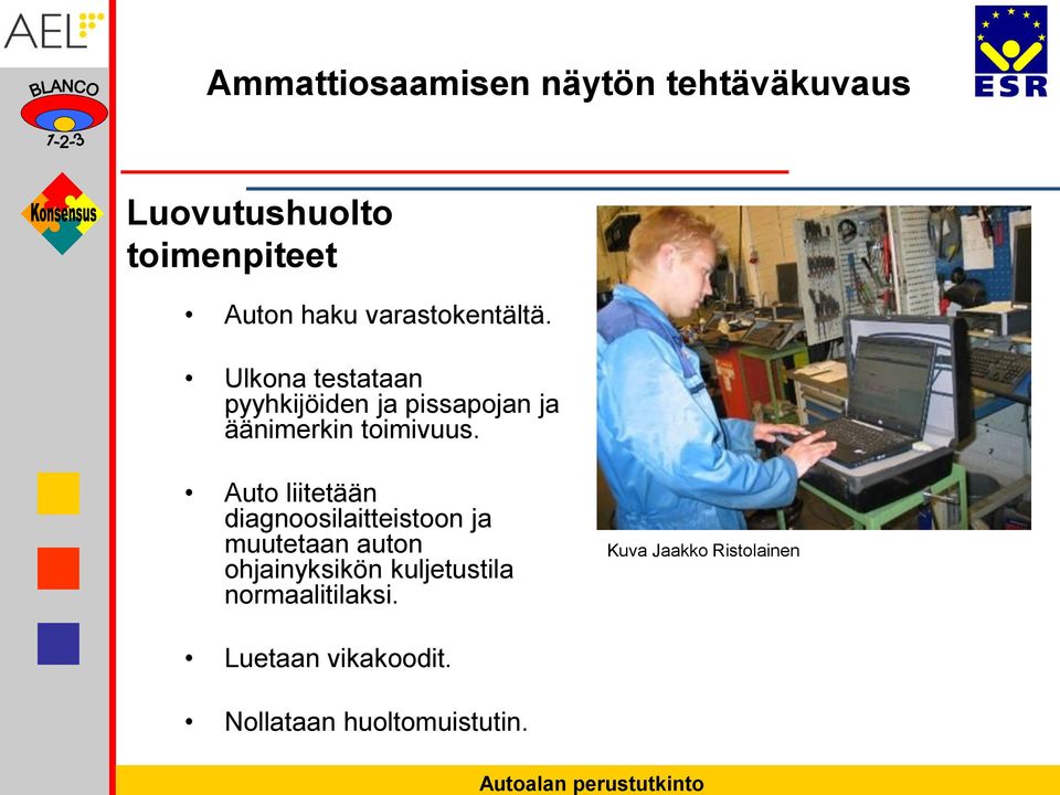 Auto liitetään diagnoosilaitteistoon ja muutetaan auton