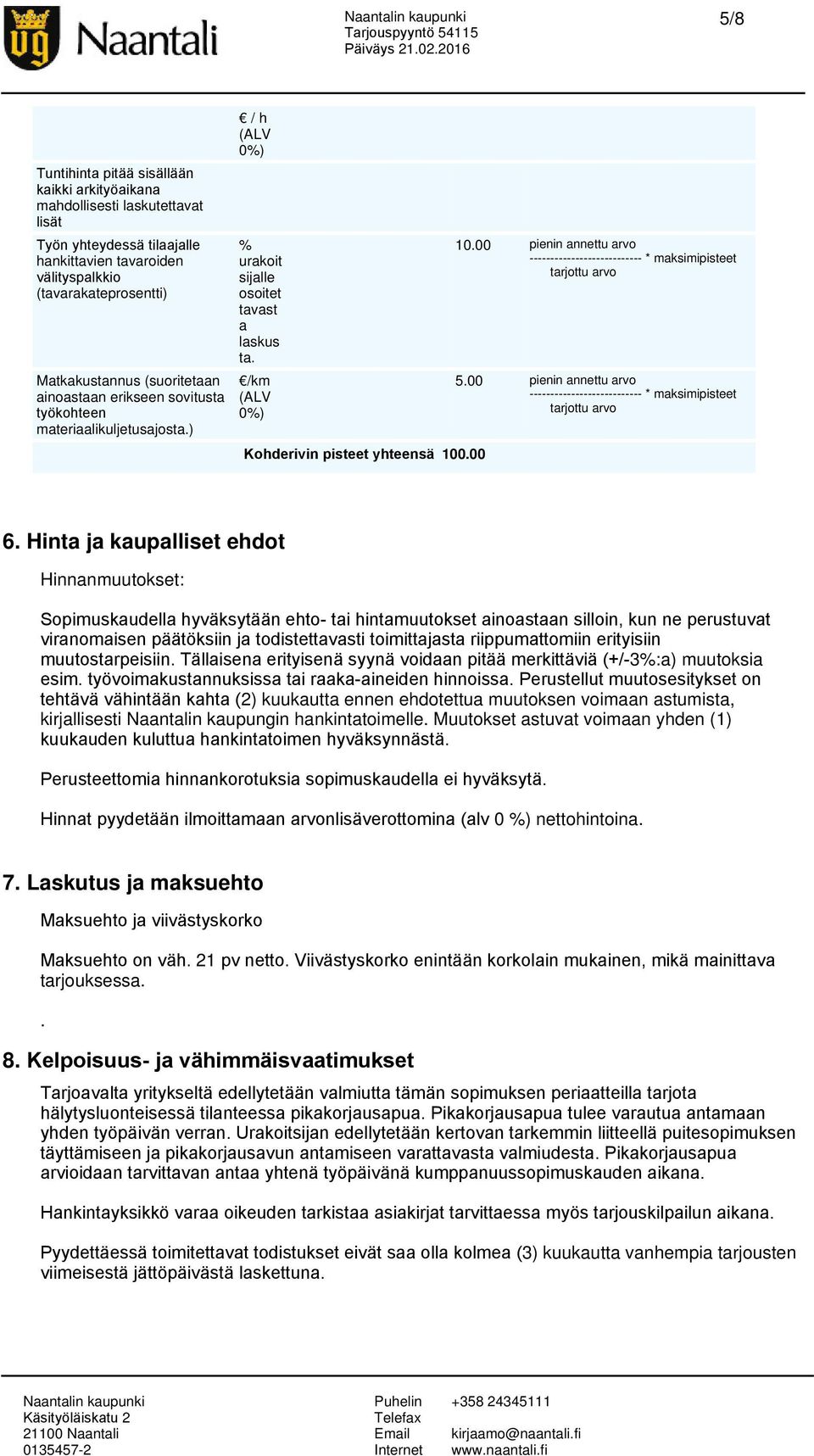 00 pienin annettu arvo --------------------------- * maksimipisteet tarjottu arvo 5.00 pienin annettu arvo --------------------------- * maksimipisteet tarjottu arvo 6.