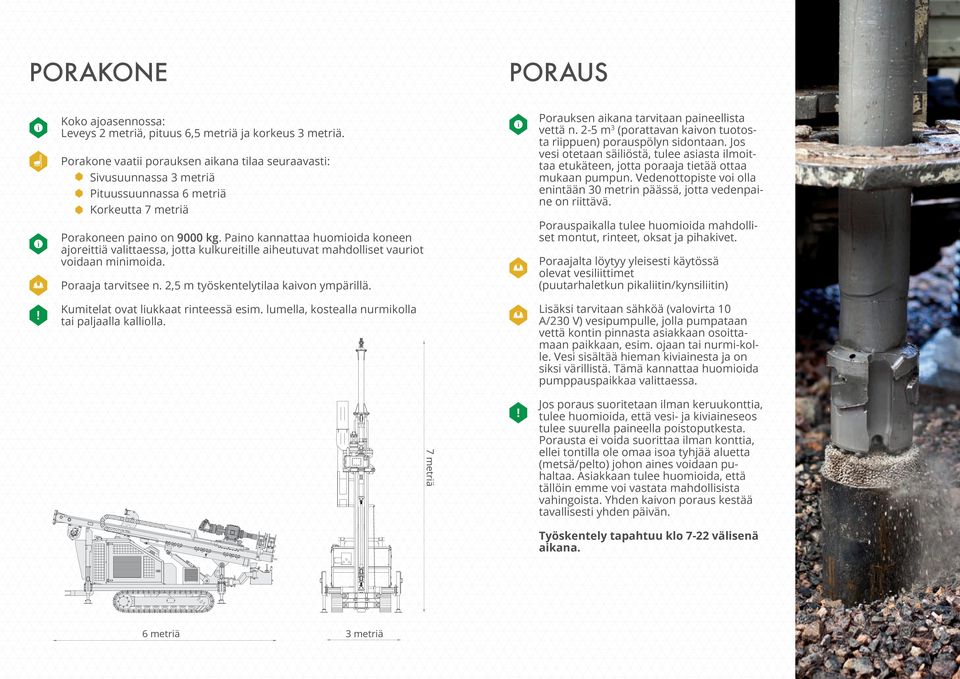 Koko ajoasennossa: Leveys 2 metriä, pituus 6,5 metriä ja korkeus 3 metriä.