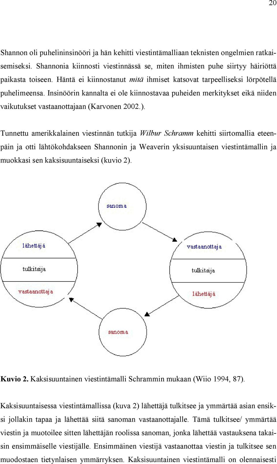 ). Tunnettu amerikkalainen viestinnän tutkija Wilbur Schramm kehitti siirtomallia eteenpäin ja otti lähtökohdakseen Shannonin ja Weaverin yksisuuntaisen viestintämallin ja muokkasi sen