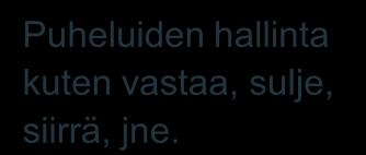 Asiakaspalvelukeskuksen työkalut Asiakaspalvelija Asiakaspalvelijan ohjelmistopuhelin asiakaskontaktien vastaanottamiseen eri kanavista kuten puhelut, sähköpostit, web-lomakkeet, faxit, jne.