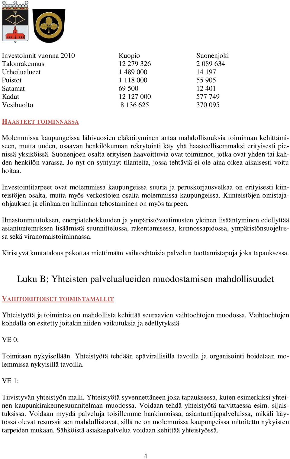 haasteellisemmaksi erityisesti pienissä yksiköissä. Suonenjoen osalta erityisen haavoittuvia ovat toiminnot, jotka ovat yhden tai kahden henkilön varassa.