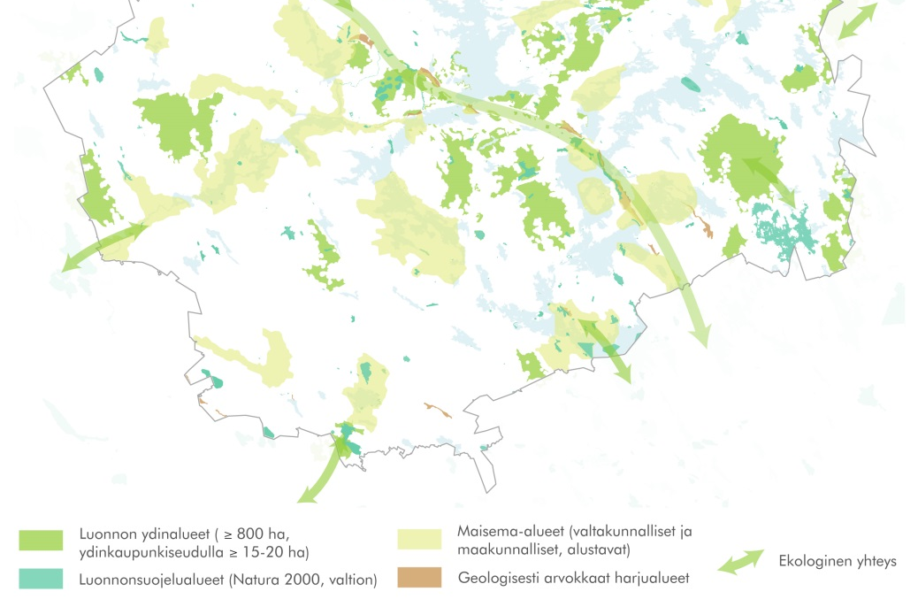 Kaavaselostus, MKH 14.3.2016 Suunnitteluperiaatteet Maakunnallinen ekologinen verkosto koostuu luonnon ydinalueista ja niiden välisistä ekologisista yhteyksistä.