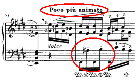50 Nuottiesimerkki 11: Teema loppuu laskevaan melodiseen kulkuun E-duurissa (tahdin 21 ensimmäinen puolisko).