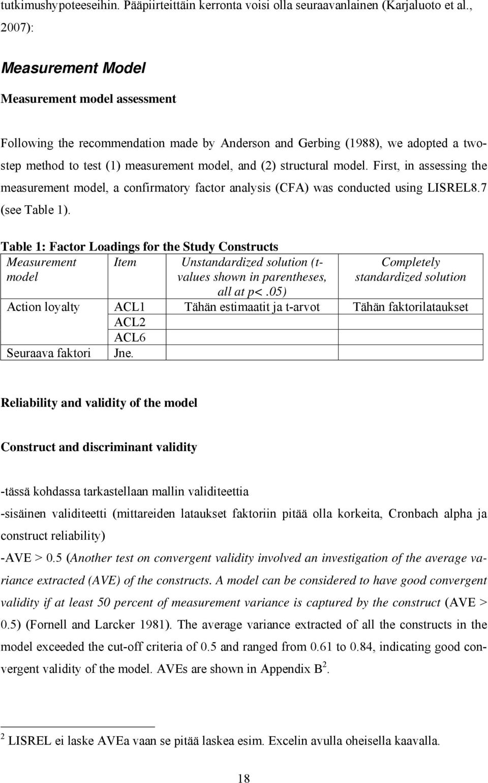 model. First, in assessing the measurement model, a confirmatory factor analysis (CFA) was conducted using LISREL8.7 (see Table 1).