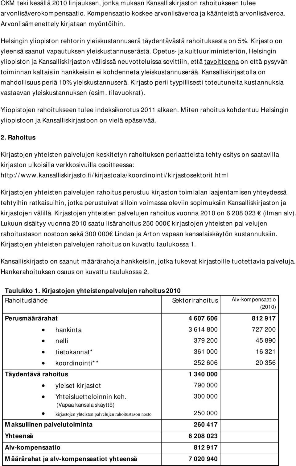 Opetus- ja kulttuuriministeriön, Helsingin yliopiston ja Kansalliskirjaston välisissä neuvotteluissa sovittiin, että tavoitteena on että pysyvän toiminnan kaltaisiin hankkeisiin ei kohdenneta