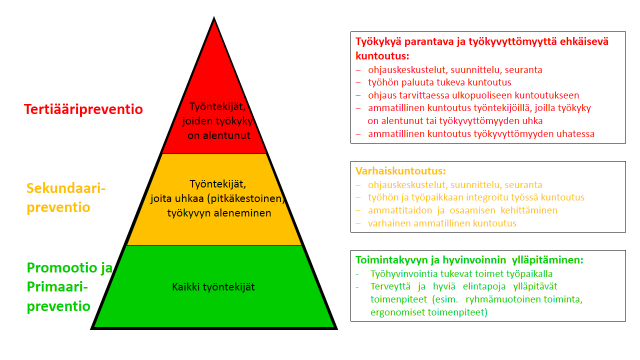 Varhaiskuntoutuksen ja korjaavan kuntoutuksen rooli terveydenhuollon preventioketjussa ja työpaikan työkykyä ylläpitävässä