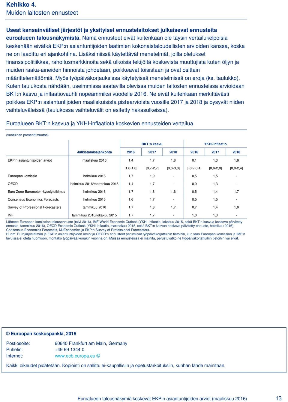 Lisäksi niissä käytettävät menetelmät, joilla oletukset finanssipolitiikkaa, rahoitusmarkkinoita sekä ulkoisia tekijöitä koskevista muuttujista kuten öljyn ja muiden raaka-aineiden hinnoista