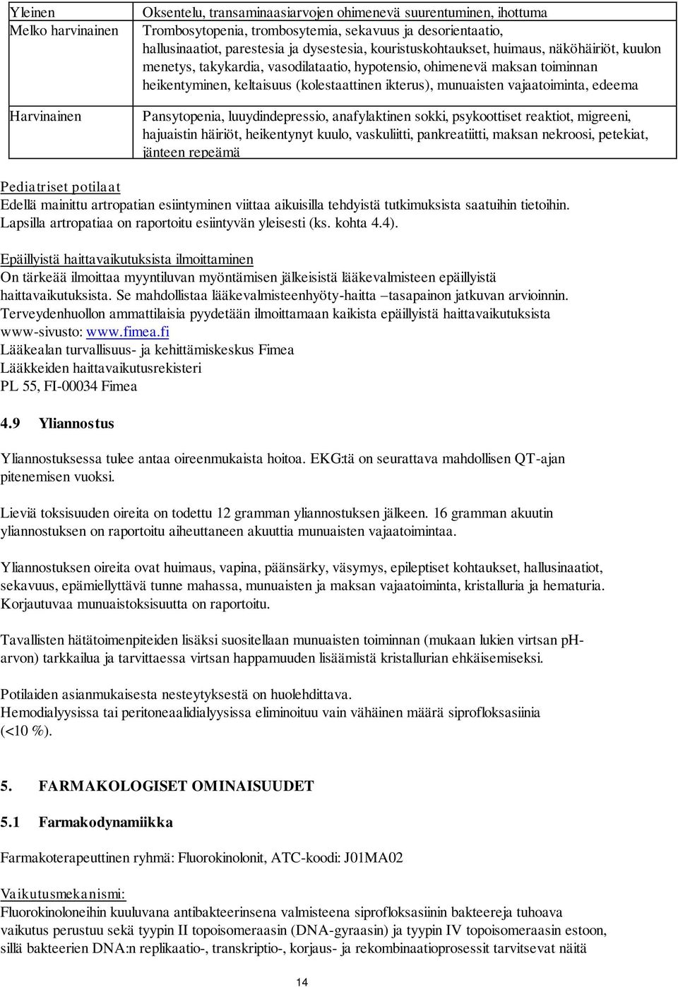 munuaisten vajaatoiminta, edeema Pansytopenia, luuydindepressio, anafylaktinen sokki, psykoottiset reaktiot, migreeni, hajuaistin häiriöt, heikentynyt kuulo, vaskuliitti, pankreatiitti, maksan