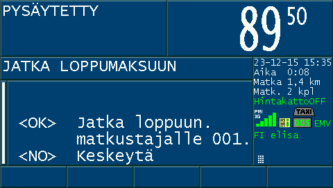 oistu Paina poistuaksesi KELA-valikosta Perillä paina Valitse omavastuun maksu paina Valitse ensin poisjäävä matkustaja tilaustunnuksen perusteella ja paina <OK> Huomio, että järjestys saattaa olla