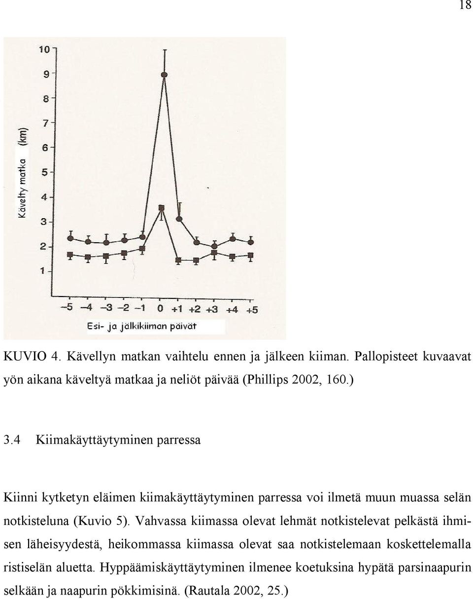 4 Kiimakäyttäytyminen parressa Kiinni kytketyn eläimen kiimakäyttäytyminen parressa voi ilmetä muun muassa selän notkisteluna (Kuvio 5).