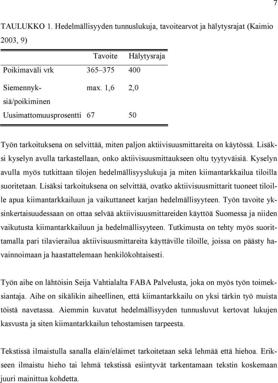 Lisäksi kyselyn avulla tarkastellaan, onko aktiivisuusmittaukseen oltu tyytyväisiä. Kyselyn avulla myös tutkittaan tilojen hedelmällisyyslukuja ja miten kiimantarkkailua tiloilla suoritetaan.