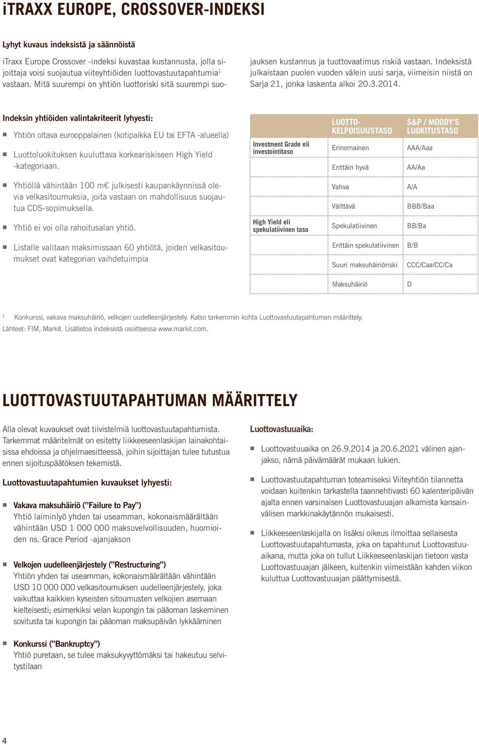 Indeksistä julkaistaan puolen vuoden välein uusi sarja, viimeisin niistä on Sarja 21, jonka laskenta alkoi 20.3.2014.