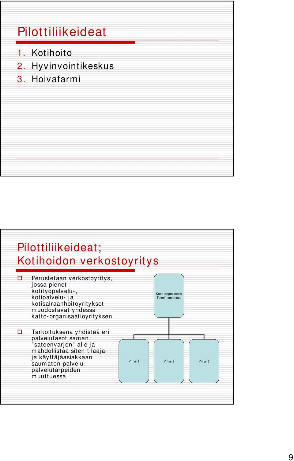 kotipalvelu- ja kotisairaanhoitoyritykset muodostavat yhdessä katto-organisaatioyrityksen Katto-organisaatio