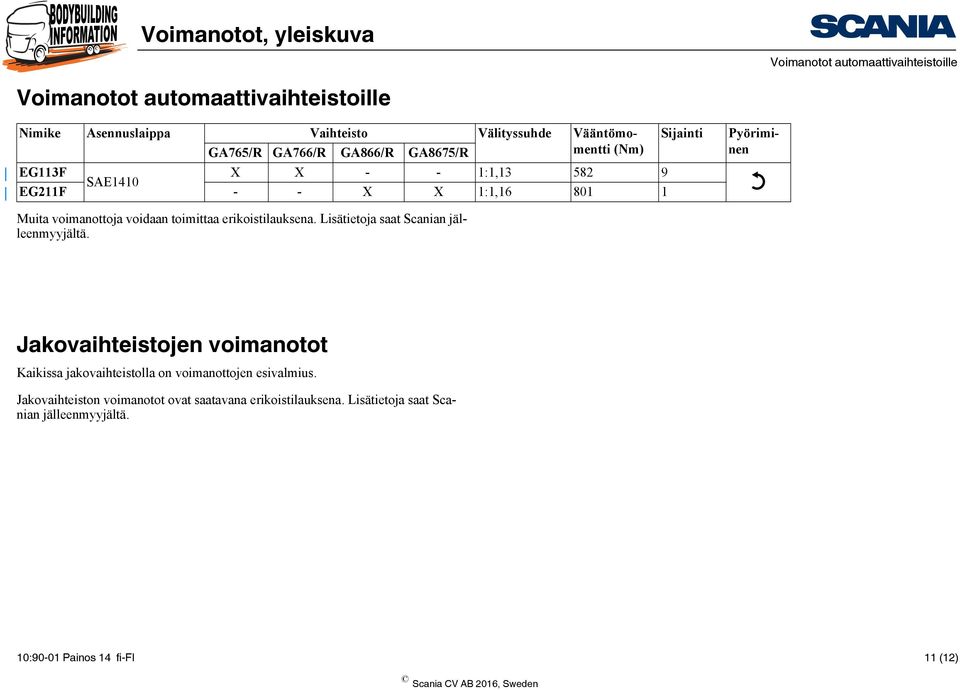 erikoistilauksena. Lisätietoja saat Scanian jälleenmyyjältä.