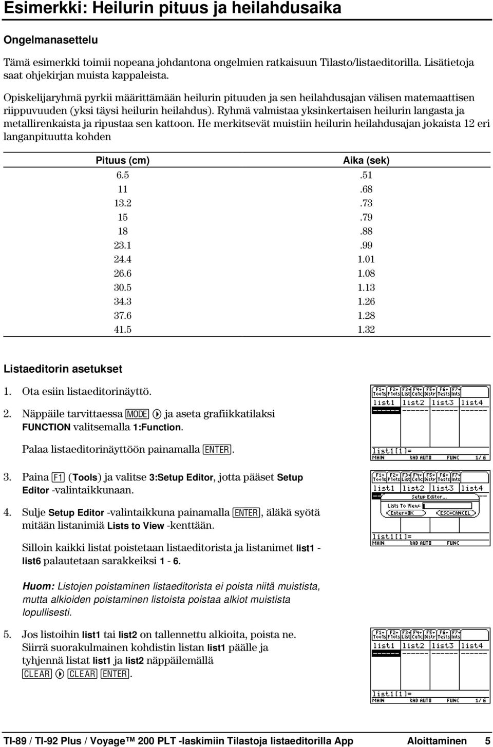 Ryhmä valmistaa yksinkertaisen heilurin langasta ja metallirenkaista ja ripustaa sen kattoon.