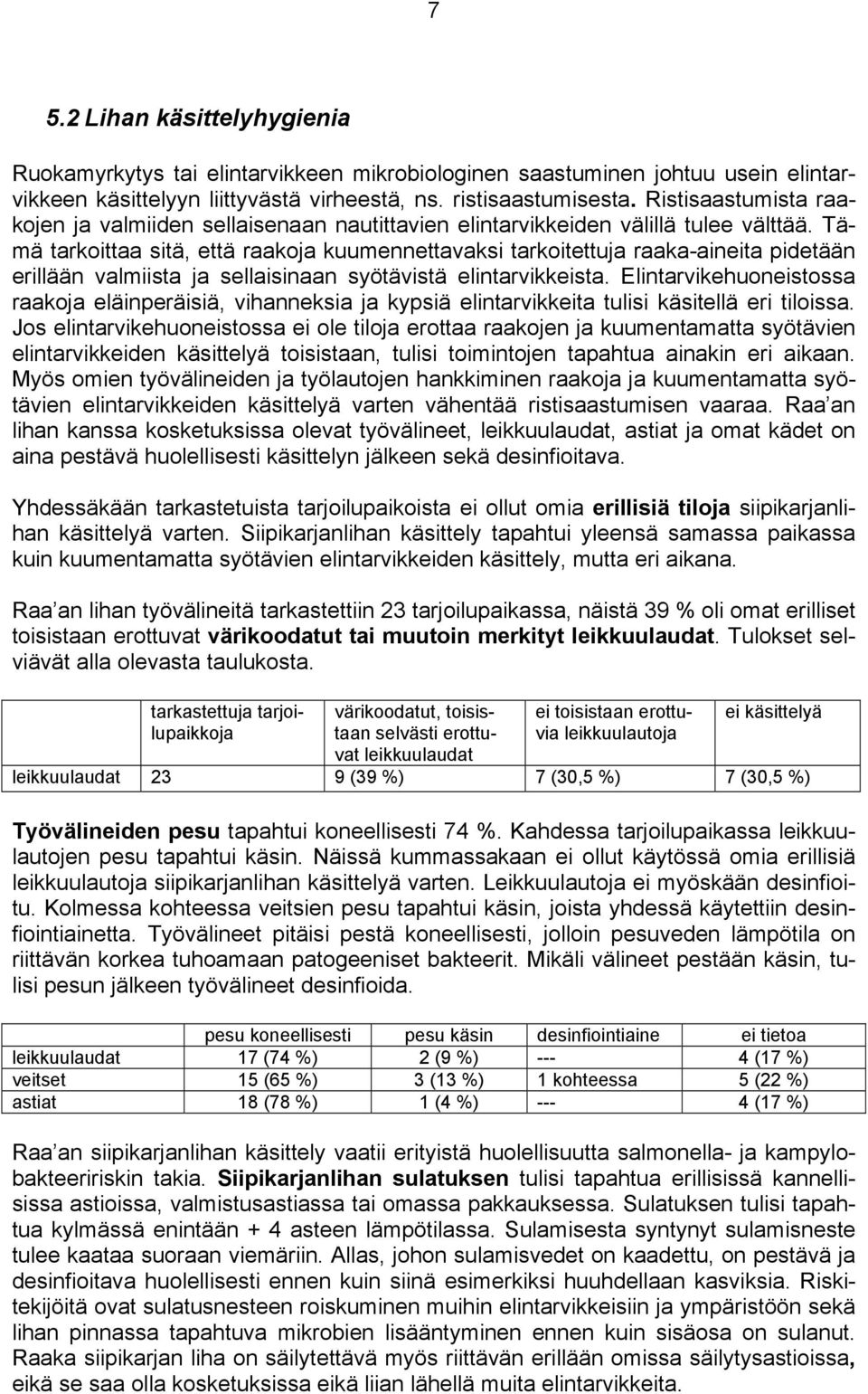 Tämä tarkoittaa sitä, että raakoja kuumennettavaksi tarkoitettuja raaka-aineita pidetään erillään valmiista ja sellaisinaan syötävistä elintarvikkeista.