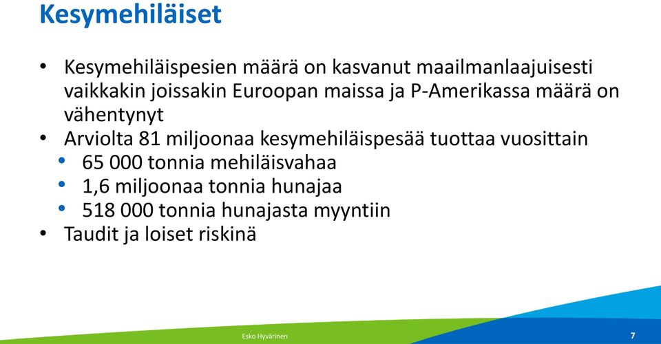 kesymehiläispesää tuottaa vuosittain 65 000 tonnia mehiläisvahaa 1,6 miljoonaa