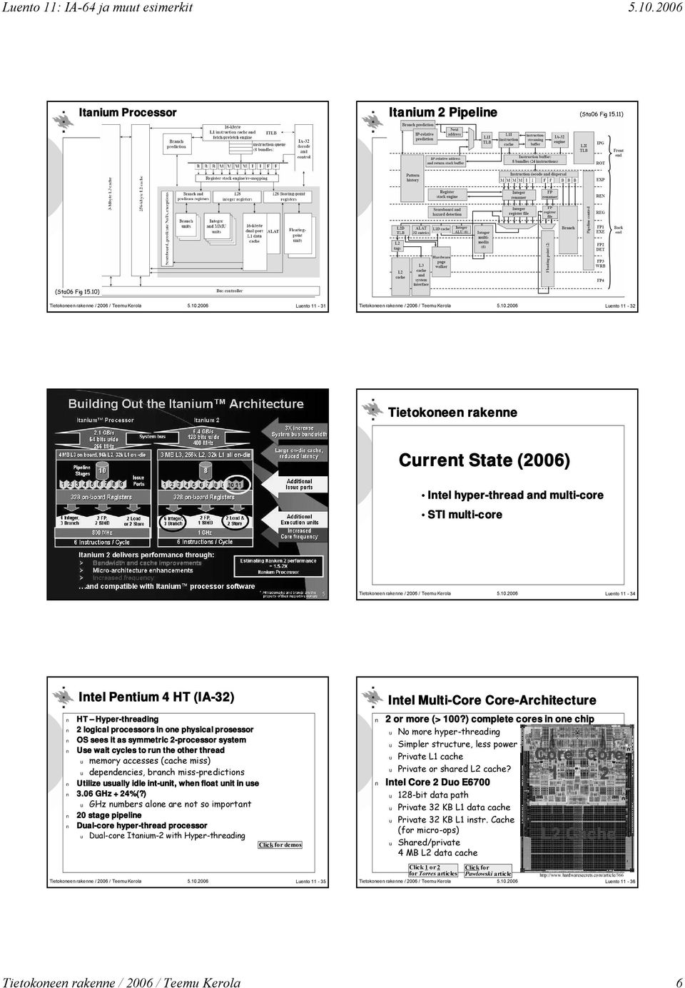 physical prosessor OS sees it as symmetric 2-processor system Use wait cycles to run the other thread u memory accesses (cache miss) u dependencies, branch miss-predictions Utilize usually idle