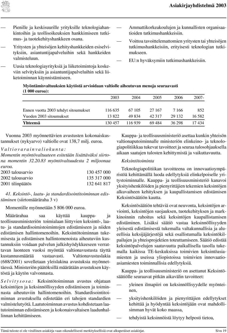 Uusia teknologiayrityksiä ja liiketoimintoja koskeviin selvityksiin ja asiantuntijapalveluihin sekä liiketoiminnan käynnistämiseen.