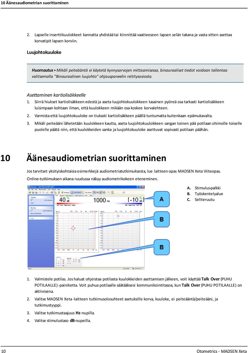 Asettaminen kartiolisäkkeelle 1.