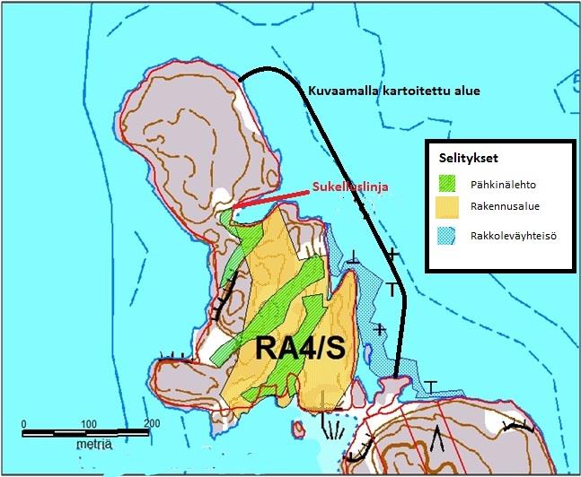 ESIMERKKI MAANKÄYTÖN SUUNNITTELUSSA Uudet mökkitontit saaristossa Luontoarvot Pähkinälehdot: rakennusten sijainti Länsirannan flada/matala merenlahti: suojattava veneliikenteeltä Itärannan