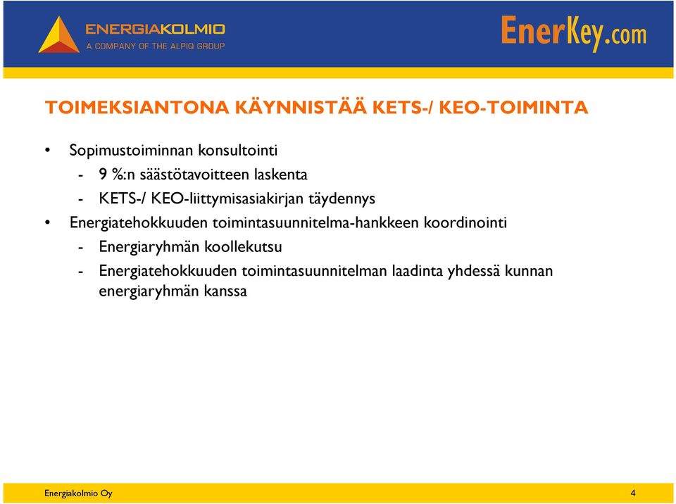 Energiatehokkuuden toimintasuunnitelma-hankkeen koordinointi - Energiaryhmän