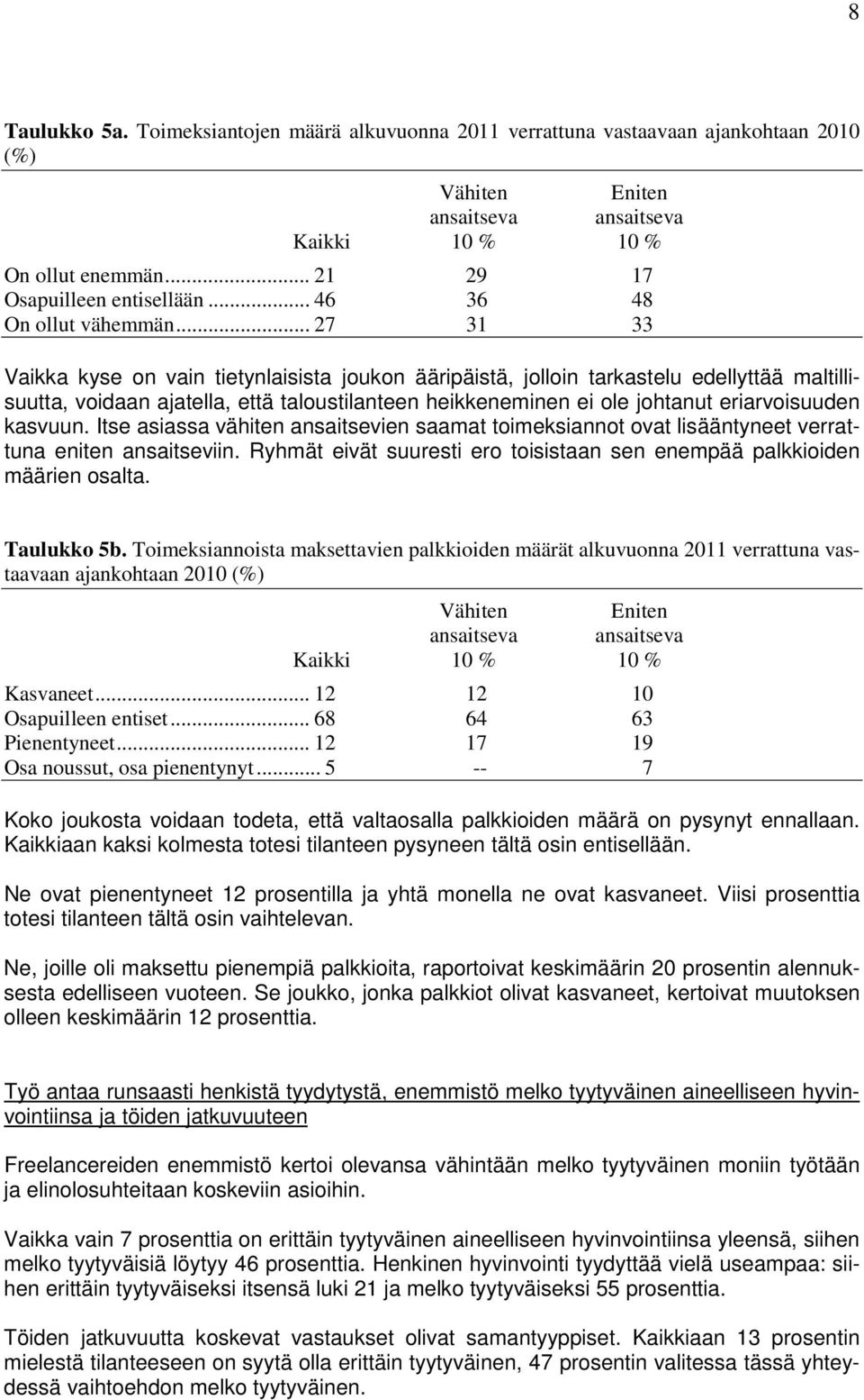 .. 27 31 33 Vaikka kyse on vain tietynlaisista joukon ääripäistä, jolloin tarkastelu edellyttää maltillisuutta, voidaan ajatella, että taloustilanteen heikkeneminen ei ole johtanut eriarvoisuuden