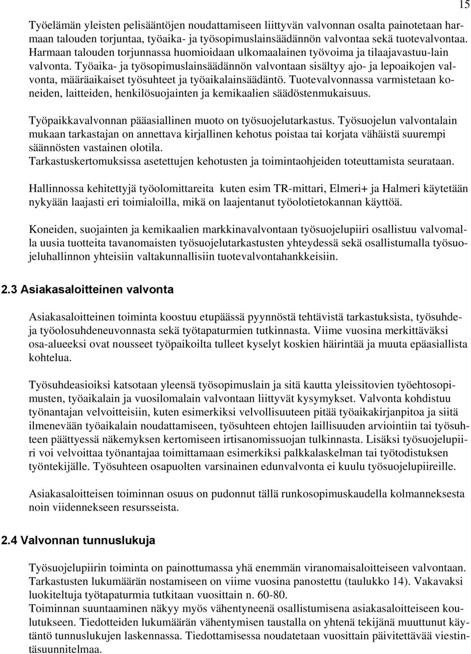 Työaika- ja työsopimuslainsäädännön valvontaan sisältyy ajo- ja lepoaikojen valvonta, määräaikaiset työsuhteet ja työaikalainsäädäntö.