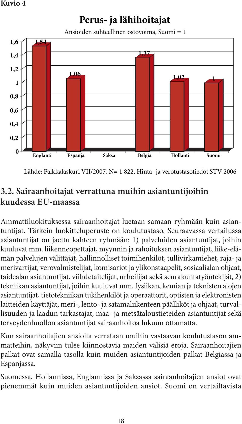 Tärkein luokitteluperuste on koulutustaso. Seuraavassa vertailussa asiantuntijat on jaettu kahteen ryhmään: 1) palveluiden asiantuntijat, joihin kuuluvat mm.