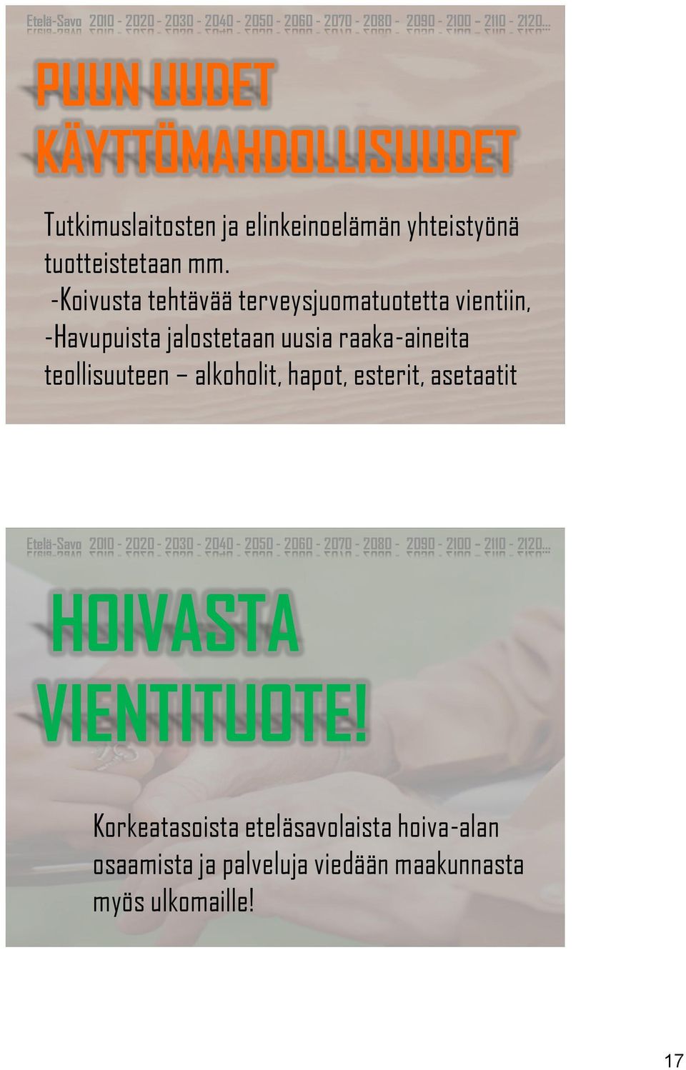 -Koivusta tehtävää terveysjuomatuotetta vientiin, -Havupuista jalostetaan uusia