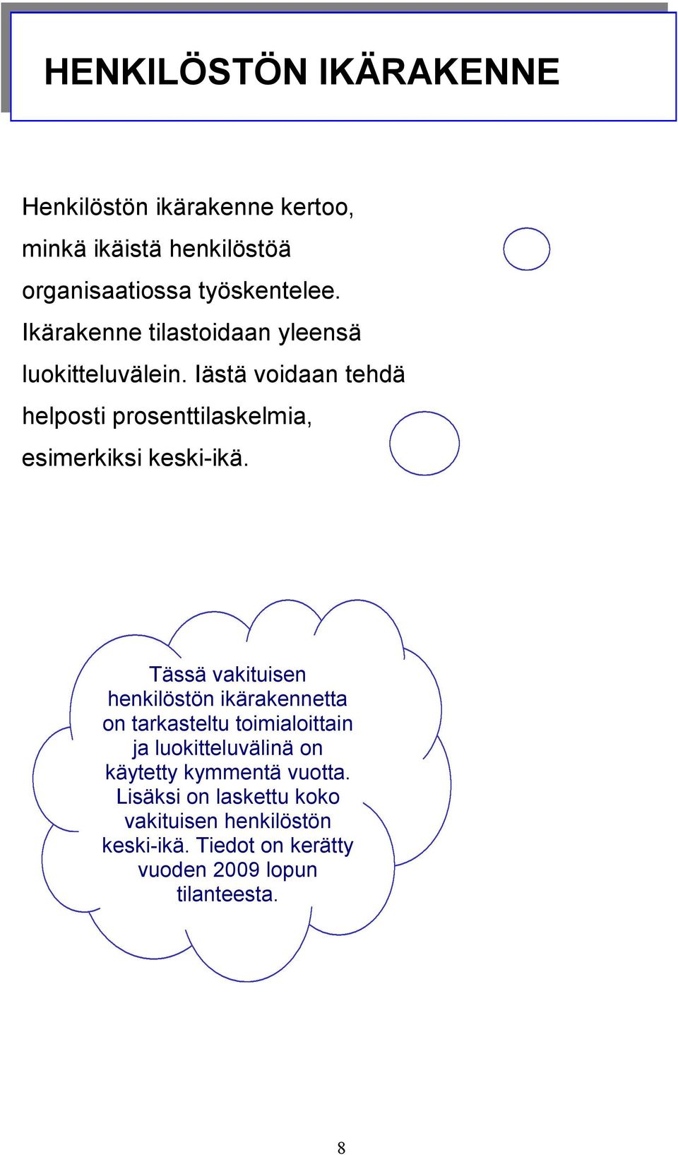 Iästä voidaan tehdä helposti prosenttilaskelmia, esimerkiksi keski-ikä.