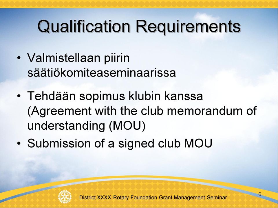 kanssa (Agreement with the club memorandum of