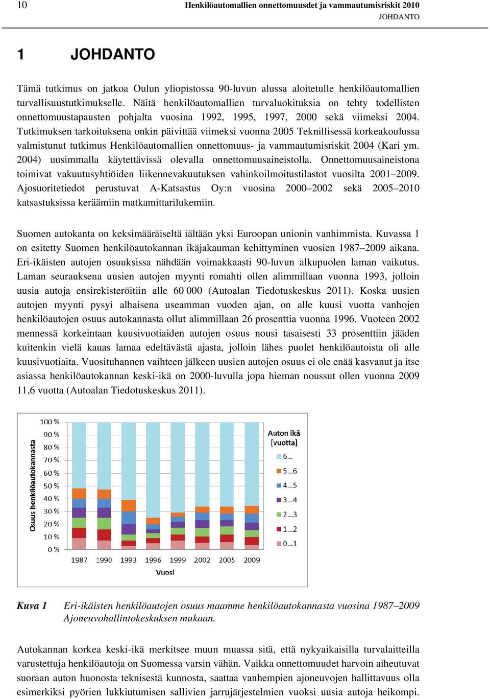 Tutkimuksen tarkoituksena onkin päivittää viimeksi vuonna 2005 Teknillisessä korkeakoulussa valmistunut tutkimus Henkilöautomallien onnettomuus- ja vammautumisriskit 2004 (Kari ym.