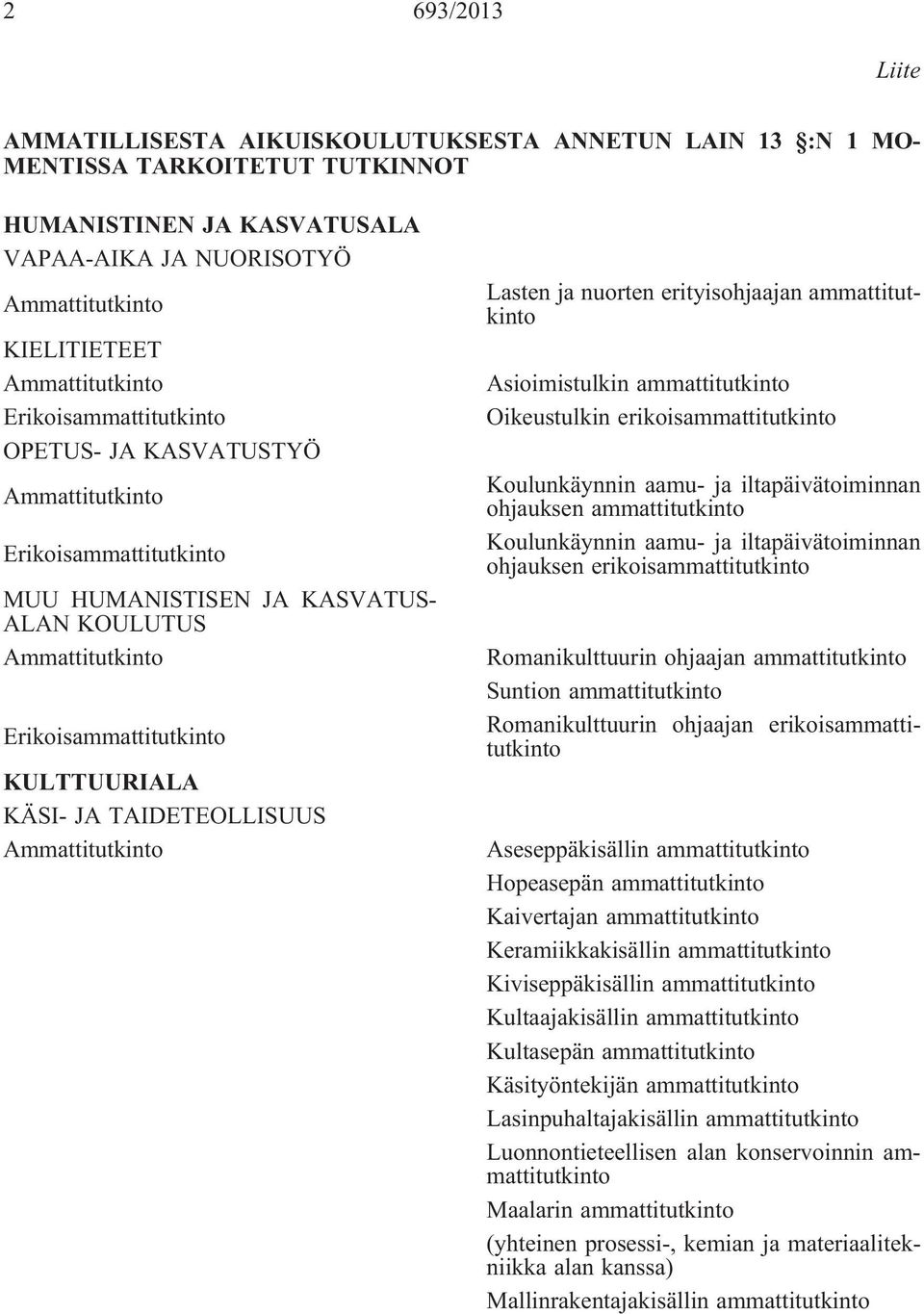 Koulunkäynnin aamu- ja iltapäivätoiminnan ohjauksen ammattitutkinto Koulunkäynnin aamu- ja iltapäivätoiminnan ohjauksen erikoisammattitutkinto Romanikulttuurin ohjaajan ammattitutkinto Suntion