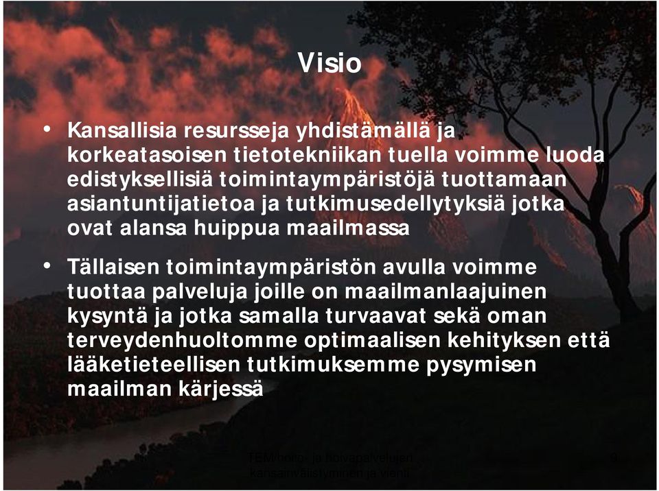 Tällaisen toimintaympäristön avulla voimme tuottaa palveluja joille on maailmanlaajuinen kysyntä ja jotka samalla