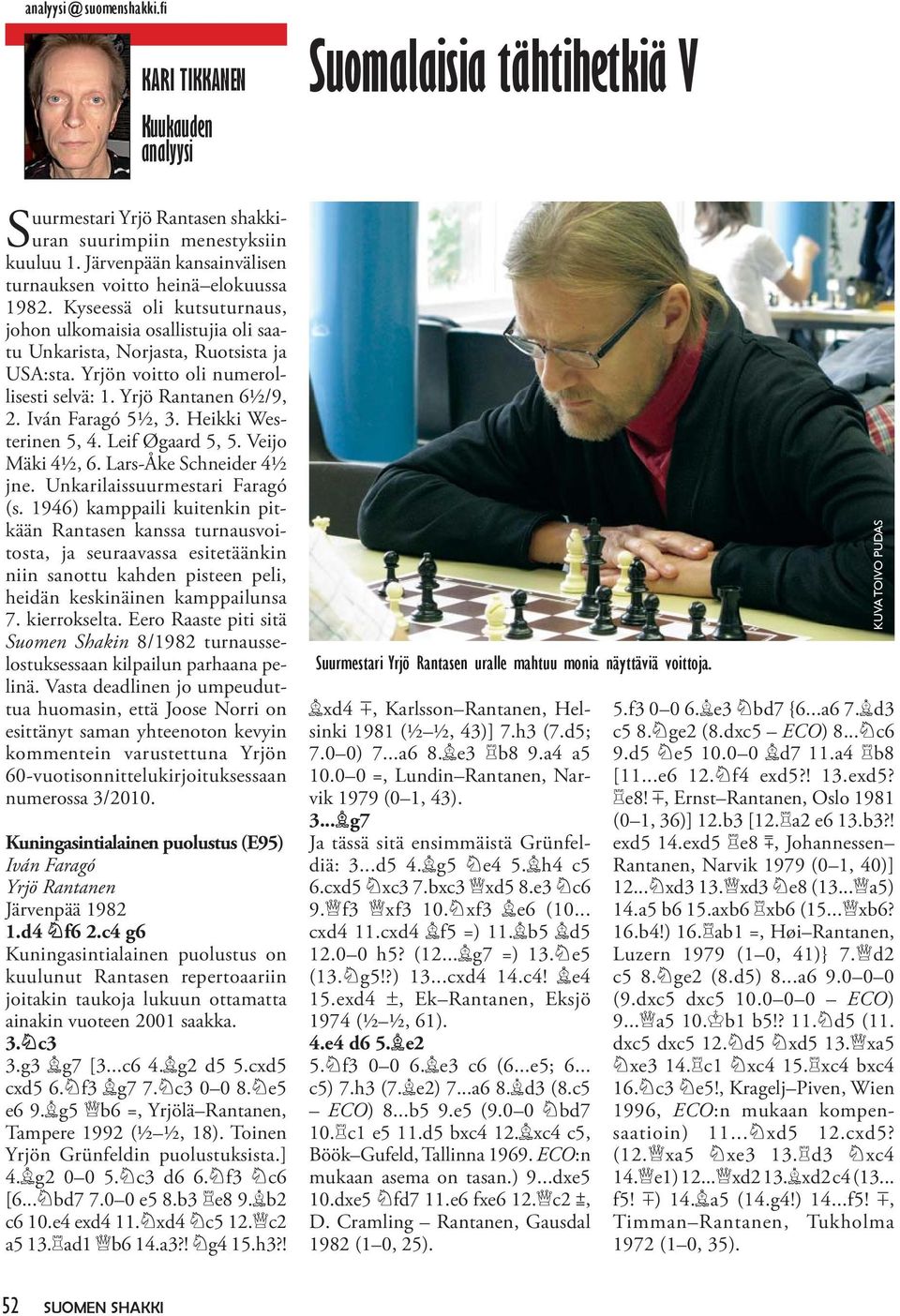 Heikki Westerinen 5, 4. Leif Øgaard 5, 5. Veijo Mäki 4½, 6. Lars-Åke Schneider 4½ jne. Unkarilaissuurmestari Faragó (s.