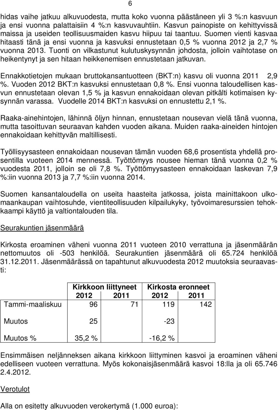 Suomen vienti kasvaa hitaasti tänä ja ensi vuonna ja kasvuksi ennustetaan 0,5 % vuonna 2012 ja 2,7 % vuonna 2013.