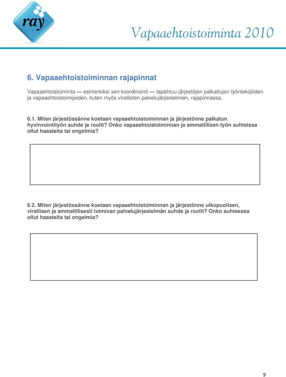 Miten järjestössänne koetaan vapaaehtoistoiminnan ja järjestönne palkatun hyvinvointityön suhde ja roolit?