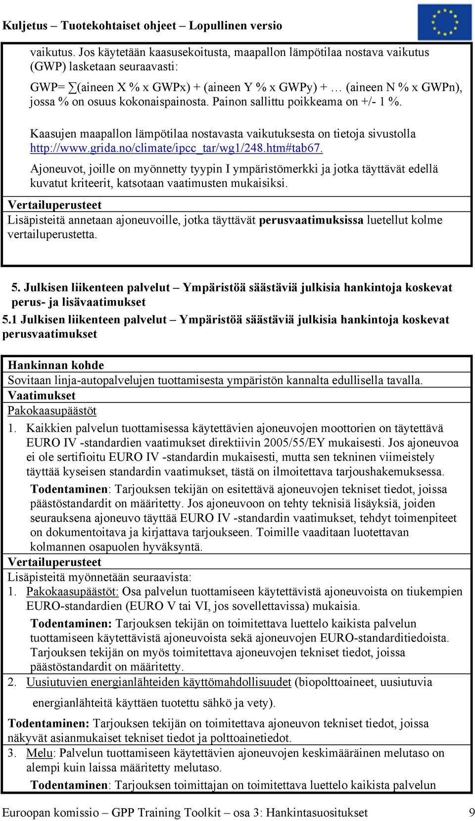 kokonaispainosta. Painon sallittu poikkeama on +/- 1 %. Kaasujen maapallon lämpötilaa nostavasta vaikutuksesta on tietoja sivustolla http://www.grida.no/climate/ipcc_tar/wg1/248.htm#tab67.