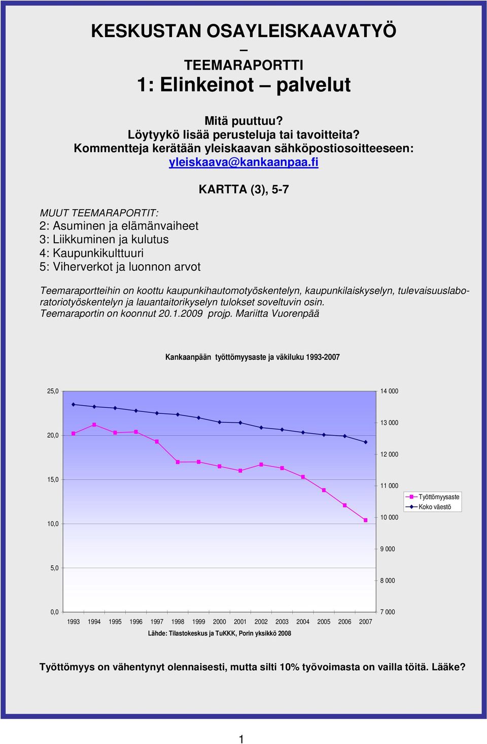 fi MUUT TEEMARAPORTIT: 2: Asuminen ja elämänvaiheet 3: Liikkuminen ja kulutus 4: Kaupunkikulttuuri 5: Viherverkot ja luonnon arvot KARTTA (3), 5-7 Teemaraportteihin on koottu