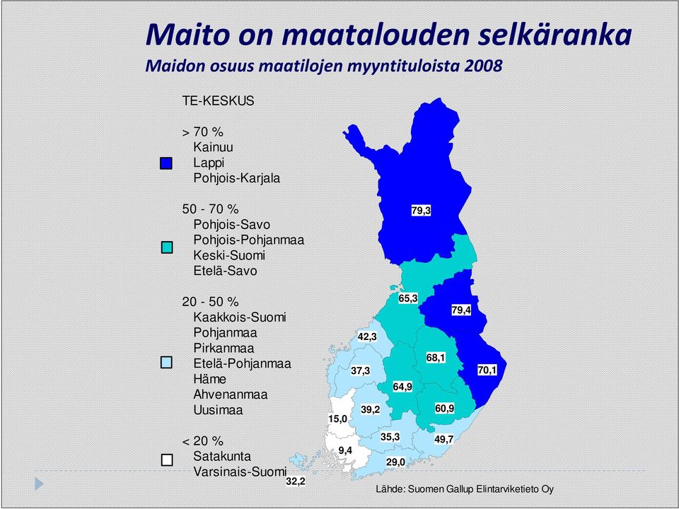 Kaakkois-Suomi Pohjanmaa Pirkanmaa Etelä-Pohjanmaa Häme Ahvenanmaa Uusimaa < 20 % Satakunta