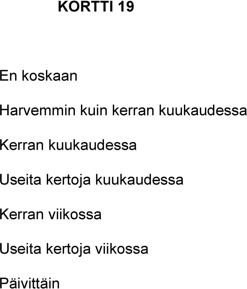 Useita kertoja kuukaudessa Kerran