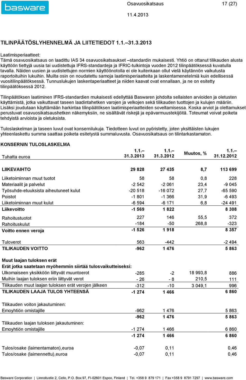 Näiden uusien ja uudistettujen normien käyttöönotolla ei ole kuitenkaan ollut vielä käytännön vaikutusta raportoituihin lukuihin.