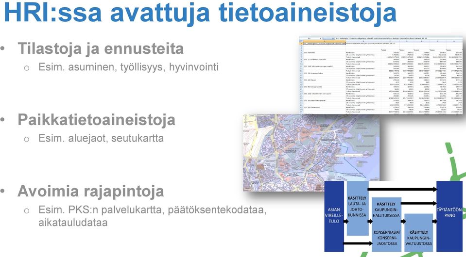 Paikkatietoaineistoja o Esim.